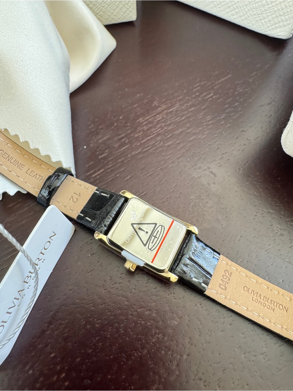 Olivia Burton 16mm Mini Grove Gold & Black Croc Leather Strap Watch - Picture 4 of 4